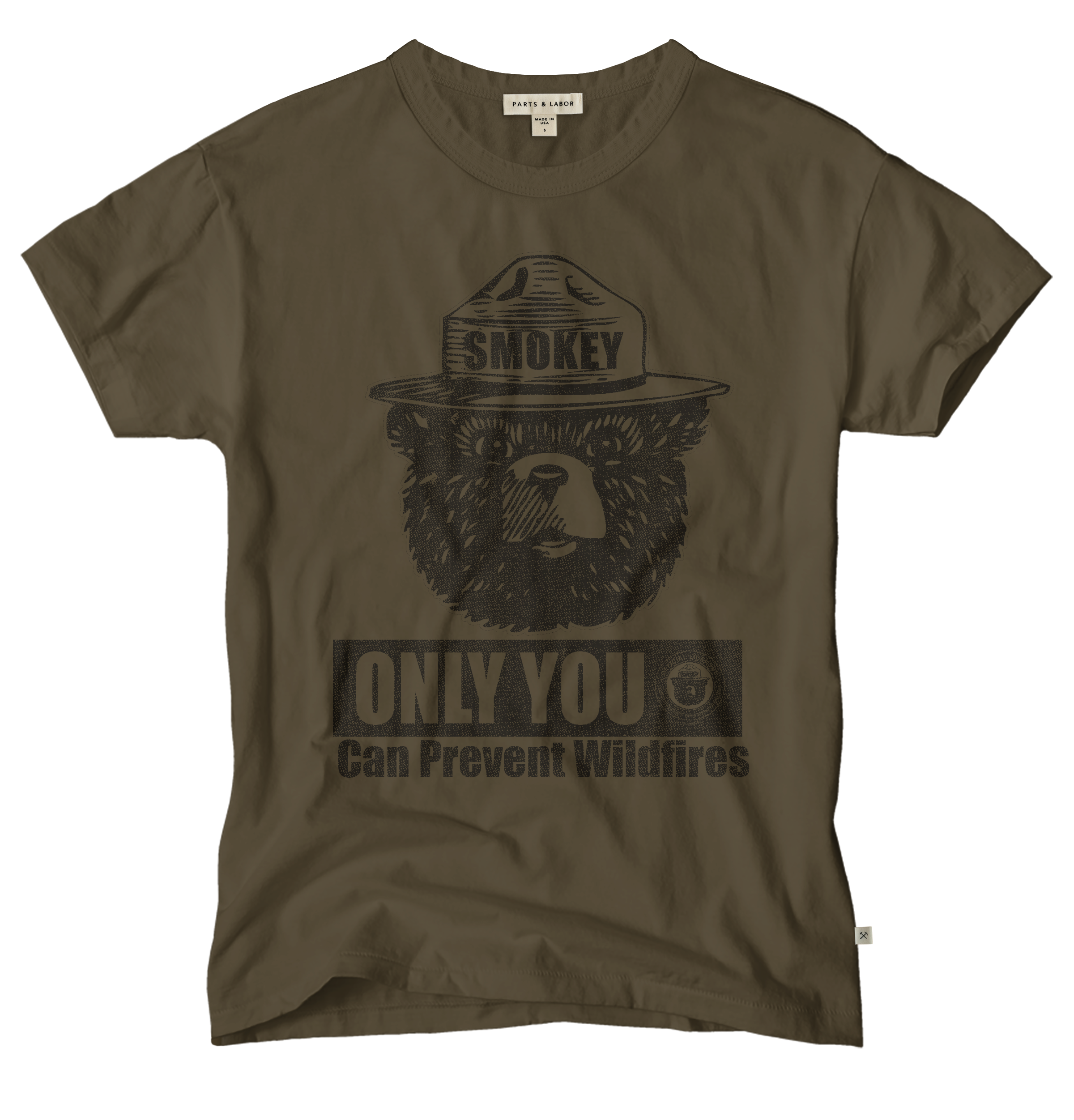 Smokey Bear Only You Can Prevent Wildfires Vintage Graphic T-Shirt - Brown