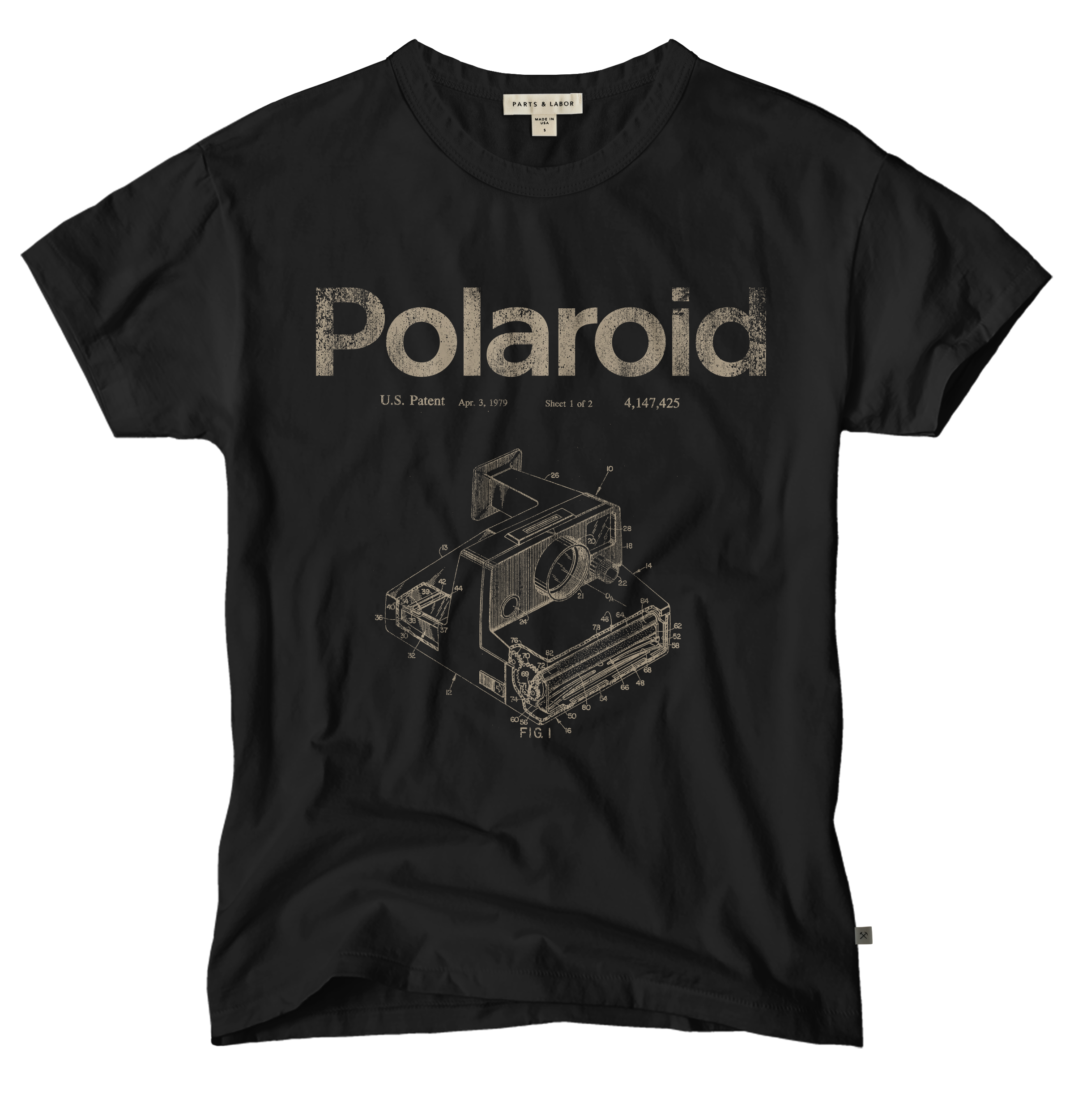 Polaroid Camera Patent Vintage Graphic T-Shirt - Black